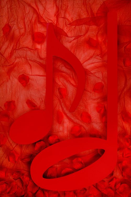 Music Notes Red Roses Border Red Musical Note on Rose Petals Background · Free Stock Photo