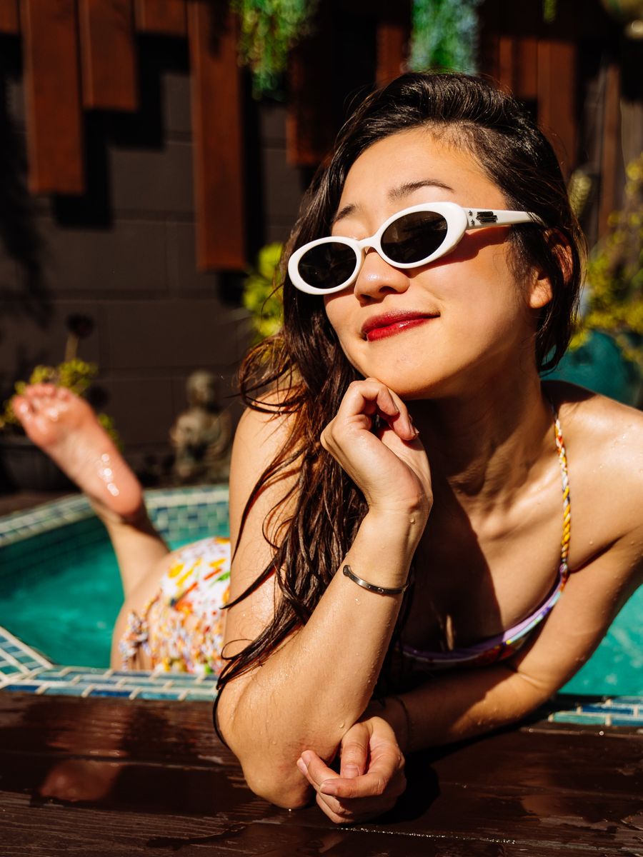 Guest relaxing at the pool