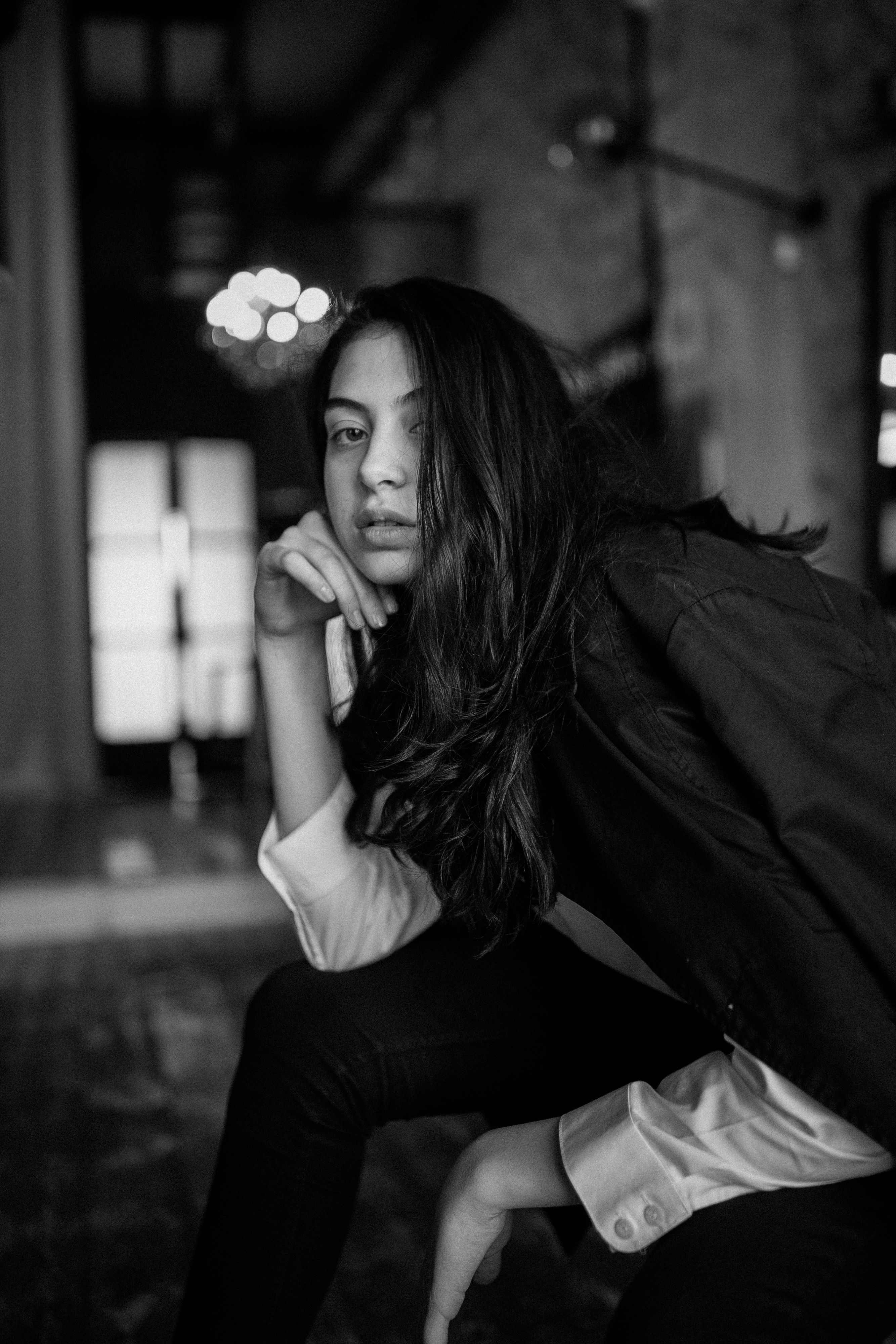Moody Black and White Portrait of a Woman · Free Stock Photo