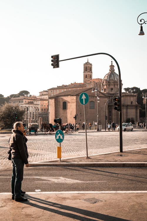 People On The Streets Near A Cathedral