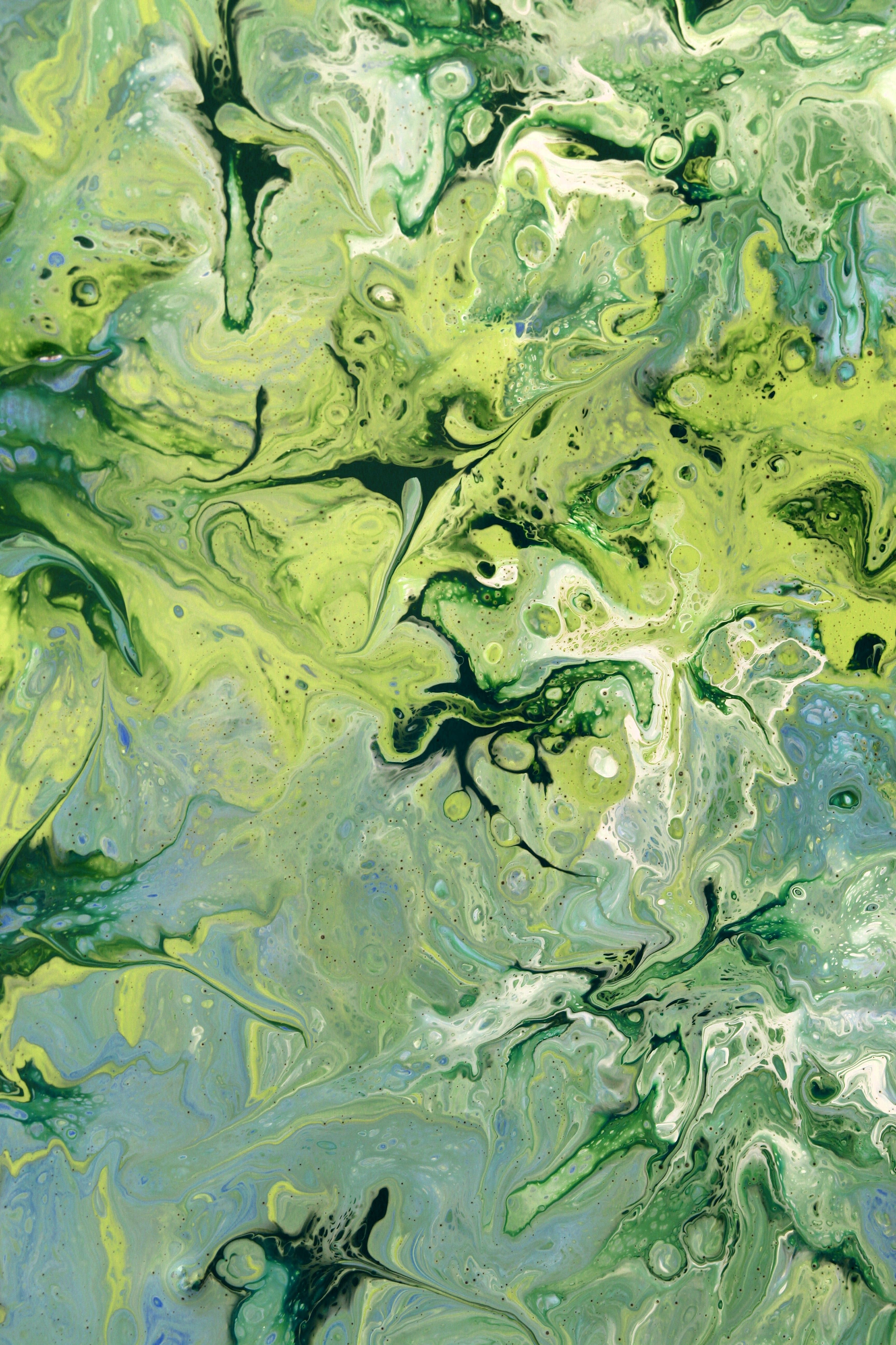 Vibrant Green Abstract Paint Swirl Art · Free Stock Photo