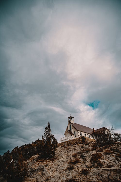 White Concrete House on Top of Hill