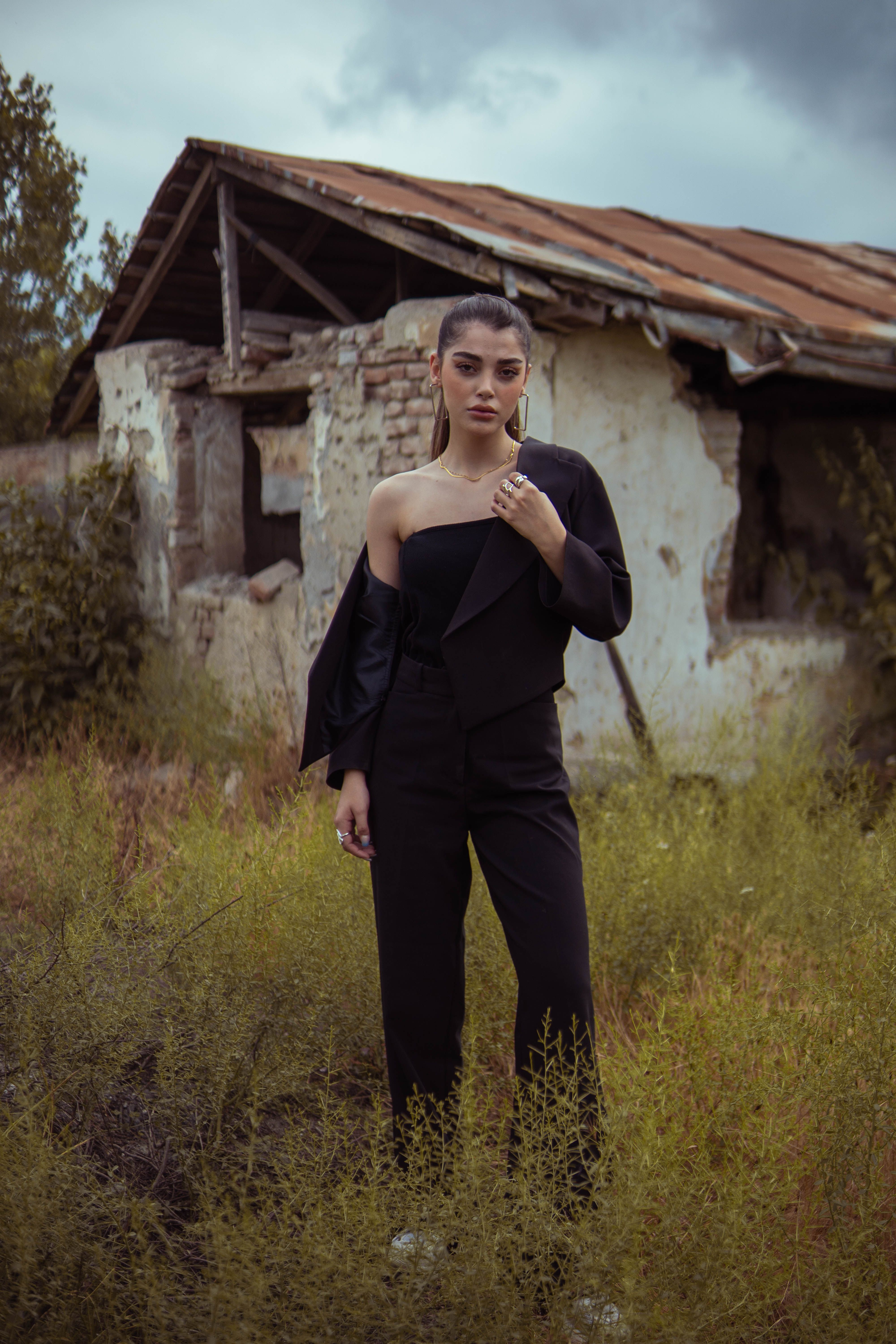 Stylish Portrait of Woman in Rustic Setting · Free Stock Photo