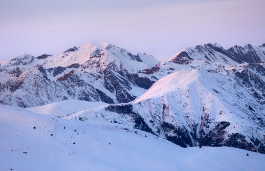 Breathtaking winter landscape of snow-covered Dolomites in Trentino-South Tyrol, Italy.