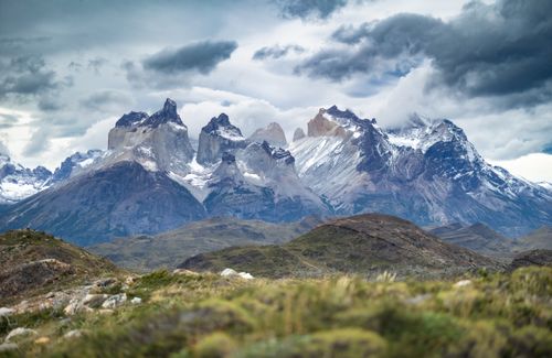 Free Breathtaking landscape of the Torres del Paine mountain range in Patagonia, Chile. Stock Photo