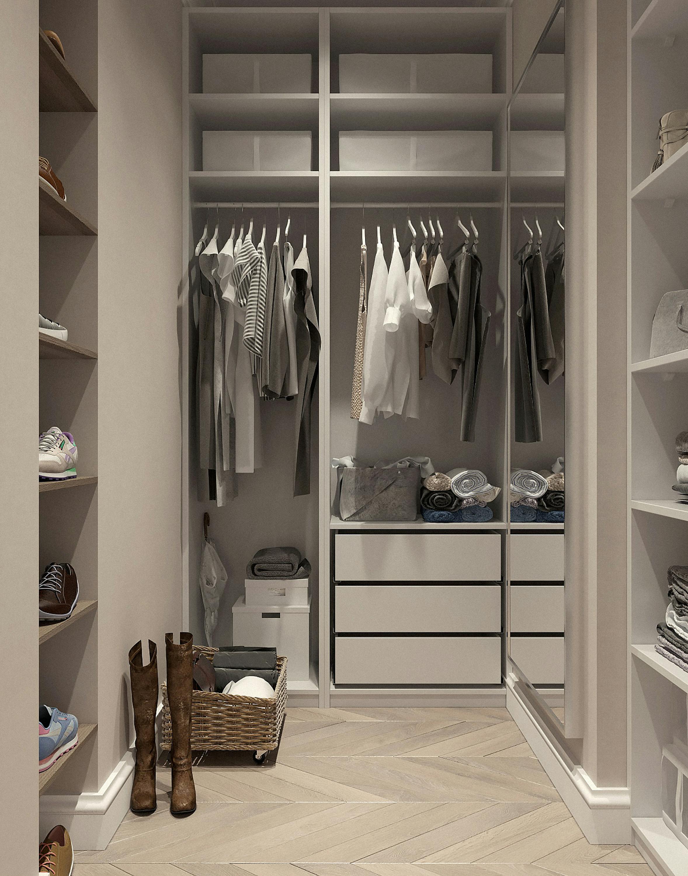 An image of a clean, minimalist wardrobe