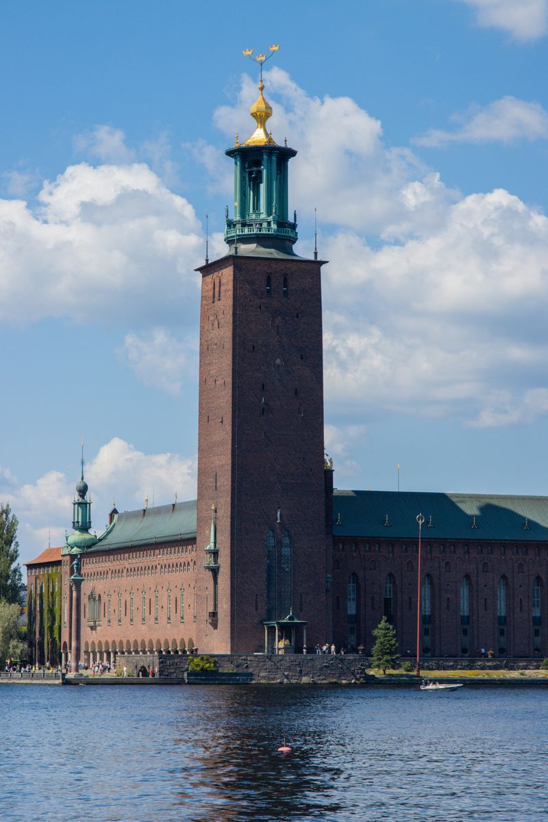 Stockholm City Hall tower above the water