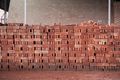 Stacked bricks at a construction site