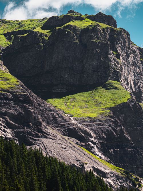 Free Breathtaking view of Kandersteg mountains in Switzerland, highlighting lush green landscapes. Stock Photo