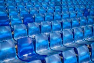 Rows of Blue Plastic Stadium Seats