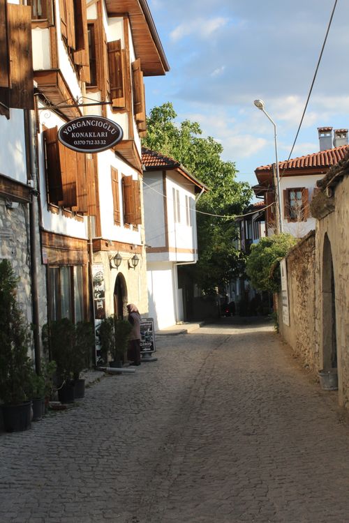 Free Picturesque view of a cobblestone street with traditional architecture in Turkey, captured during the day. Stock Photo