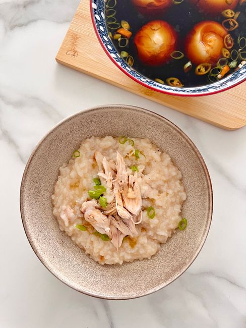 vegetable egg porridge topping