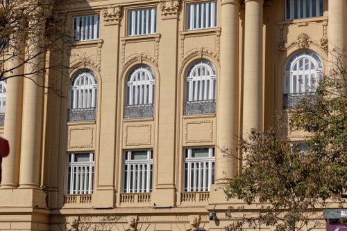 Free Detailed view of classic architectural facade with columns in Belo Horizonte, Brazil. Stock Photo