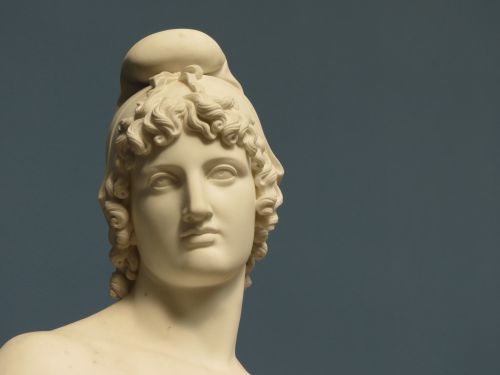Free Elegant marble bust of a classical Greek figure in a Copenhagen museum, Denmark. Stock Photo