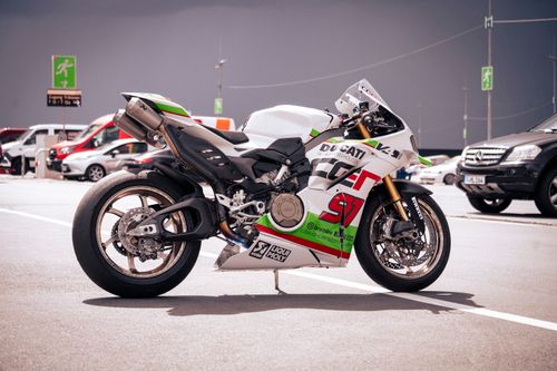 Free A sleek Ducati motorcycle parked outdoors at Nürburg, Germany parking lot. Stock Photo