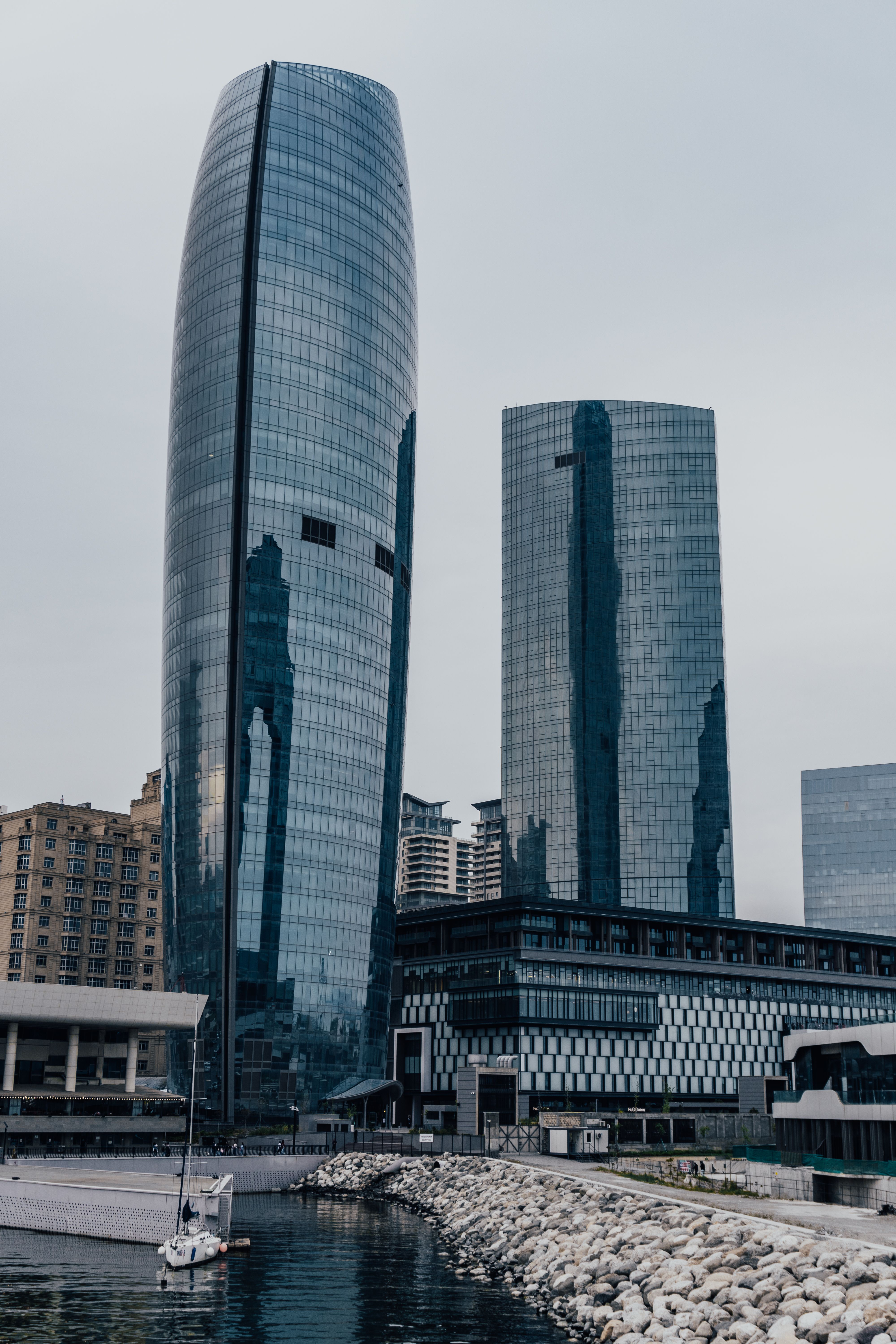 Modern Skyline with Skyscrapers by Waterfront