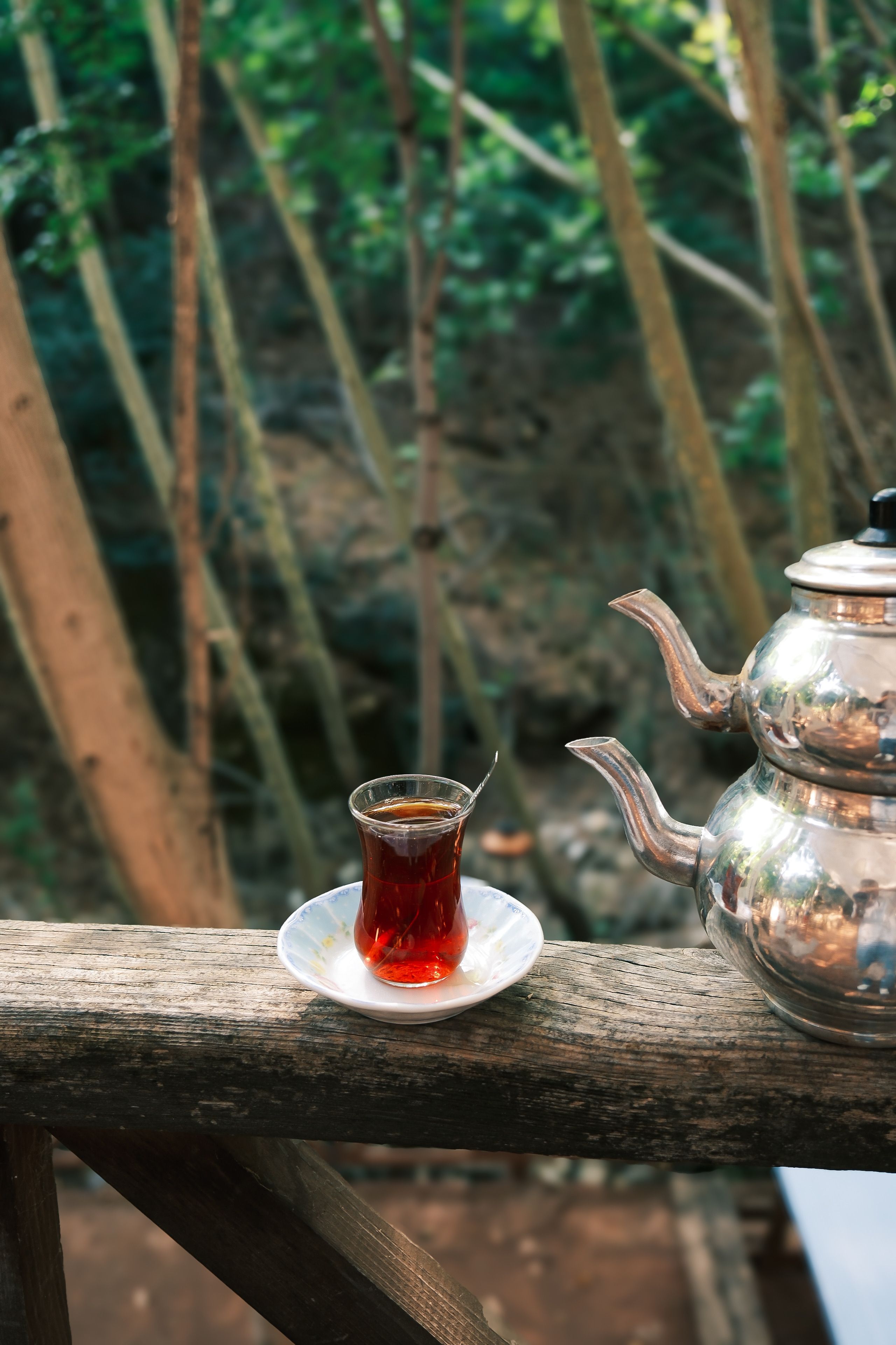 Turkish Tea and Samovar in Forest Setting · Free Stock Photo