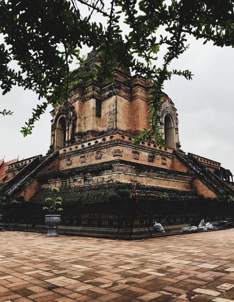 Facade Of Wat Chedi Luang Cathedral