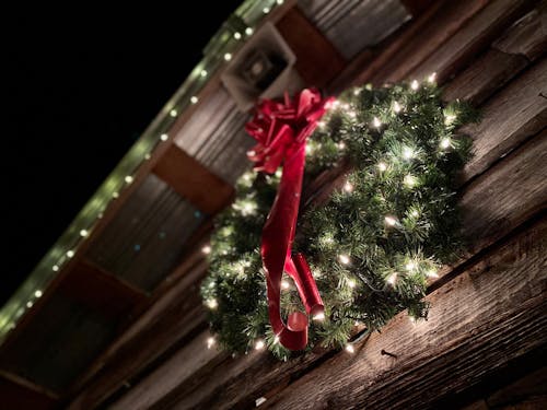 Low Angle Photo of Christmas Wreath