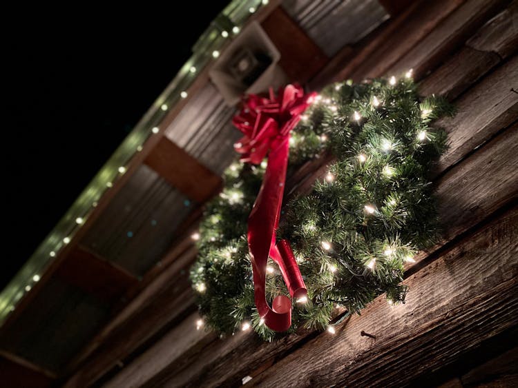 Low Angle Photo Of Christmas Wreath