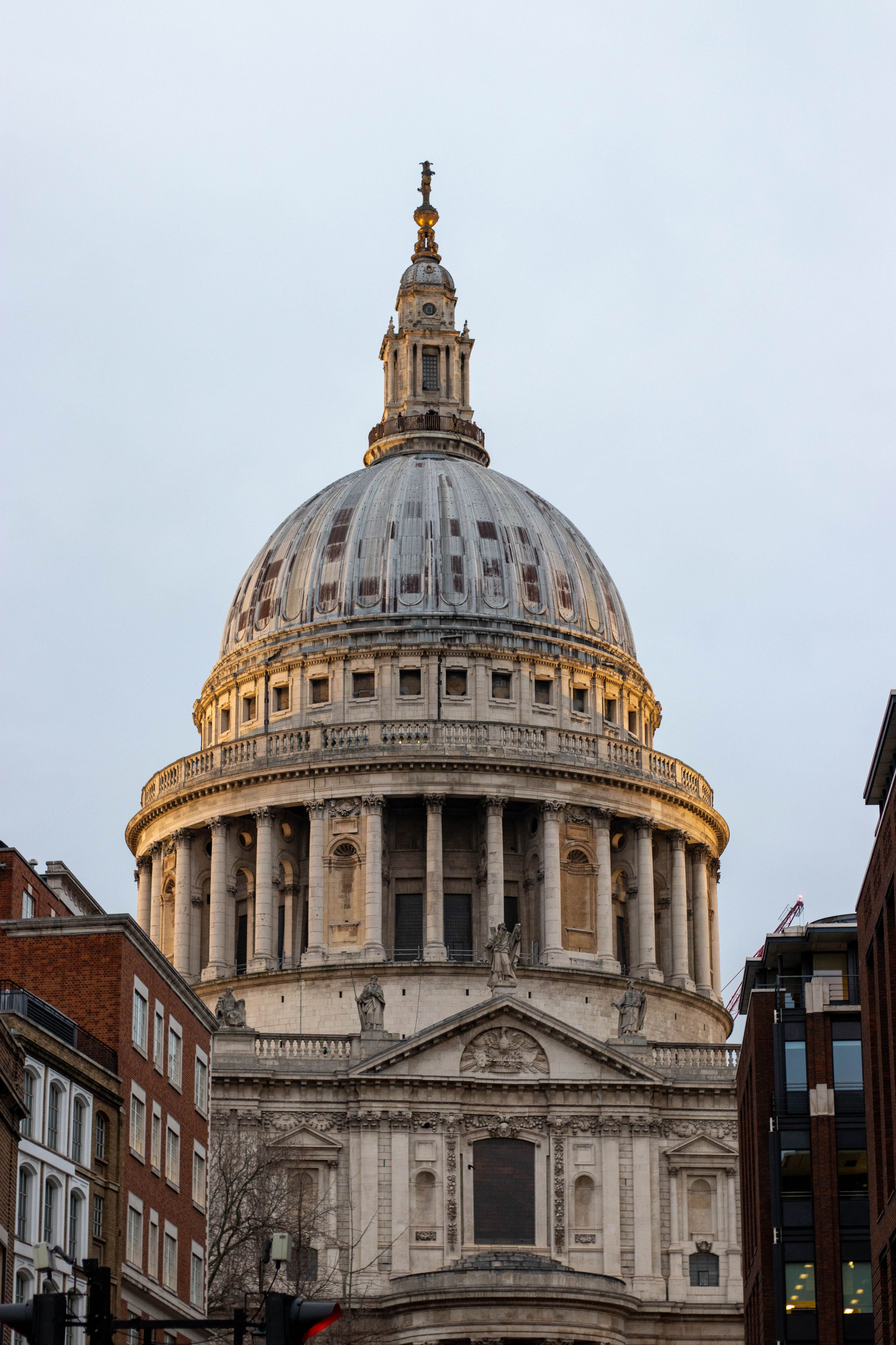 Majestic view of the iconic St. Paul's Cathedral dome in London, showcasing its architectural beauty.