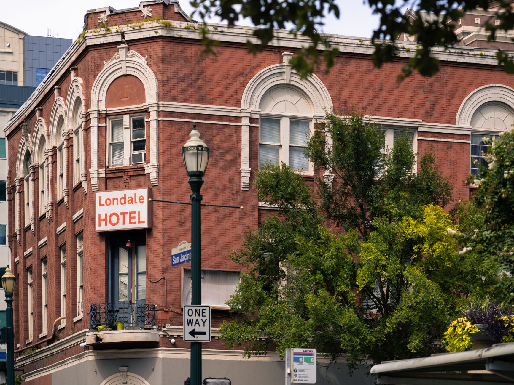 Charming historic Londale Hotel with vintage architecture in downtown Houston, Texas.