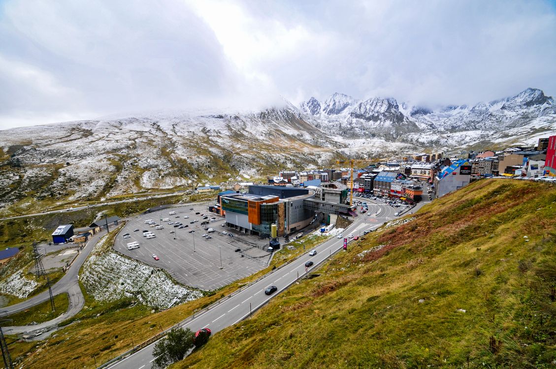 Aerial View of Mountain Town in Snowy Landscape · Free Stock Photo