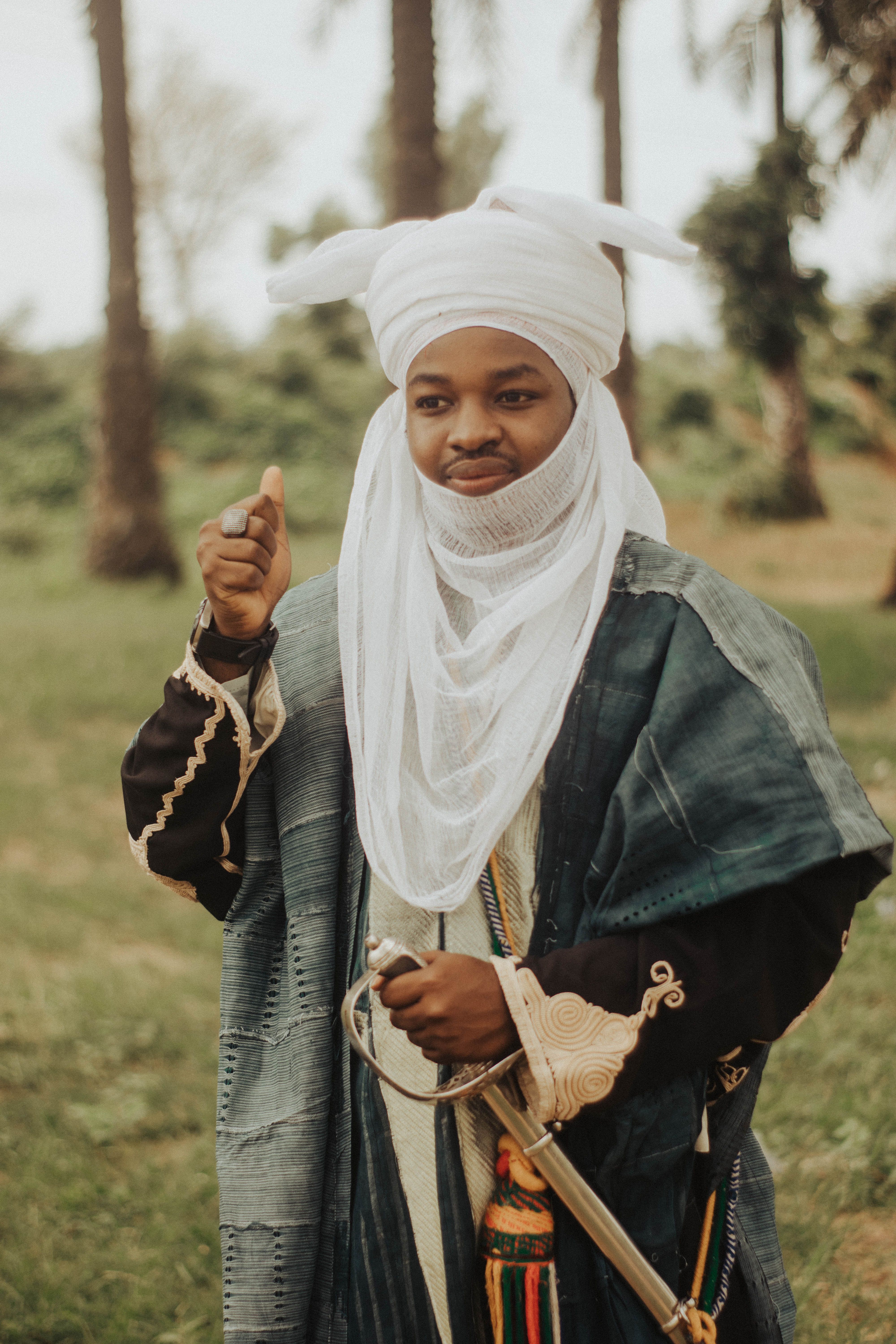 Portrait of Man in White Turban and Traditional Clothing · Free Stock Photo