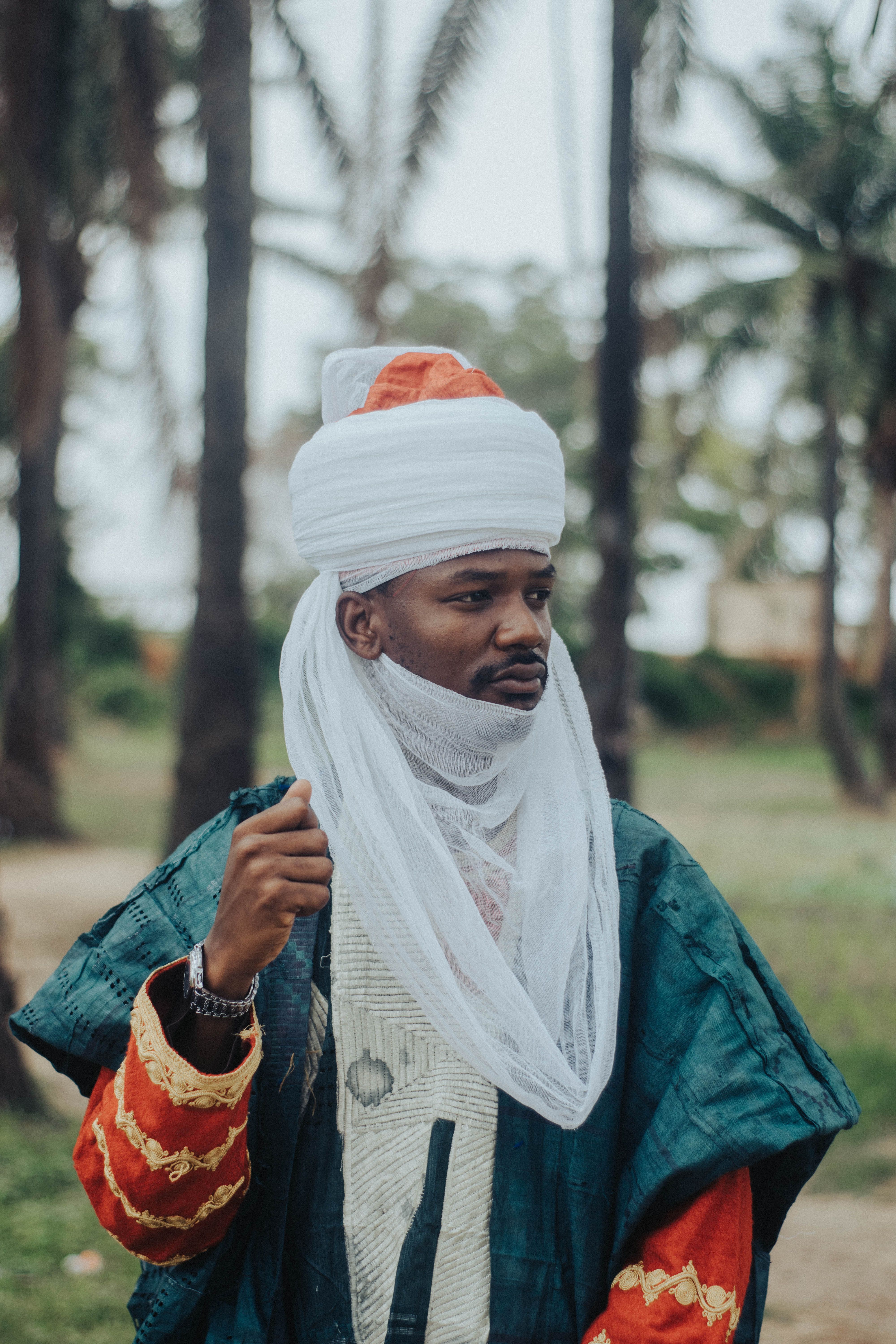 Portrait of Man in White Turban and Traditional Clothing · Free Stock Photo