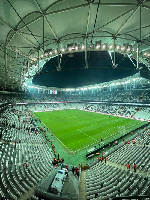 Free Aerial view of Vodafone Park Stadium in İstanbul captured at night, showcasing its architecture and vibrant lighting. Stock Photo