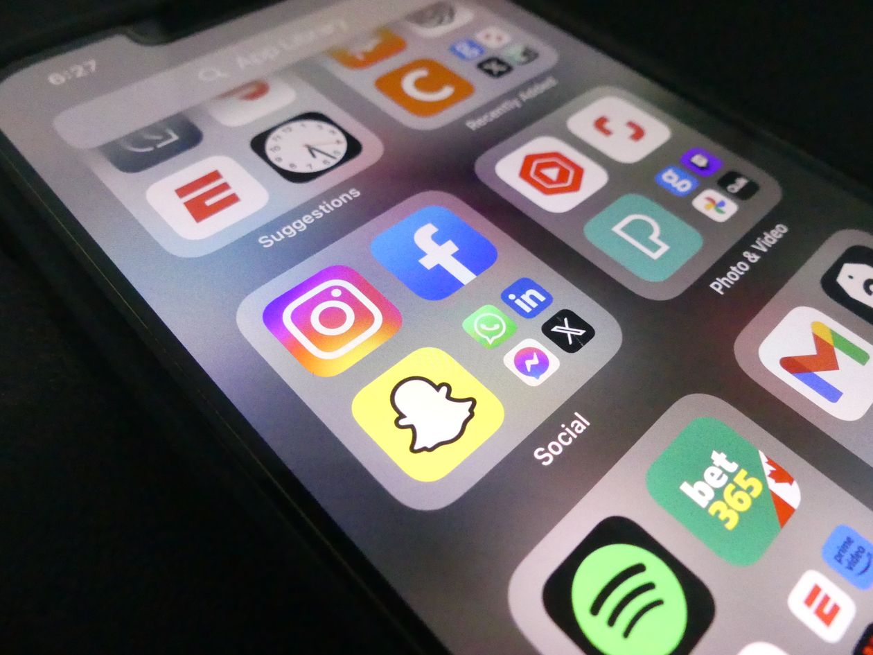 Smartphone screen displaying popular social media apps