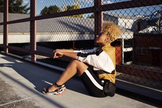 Stylish young woman posing outdoors in casual urban fashion.