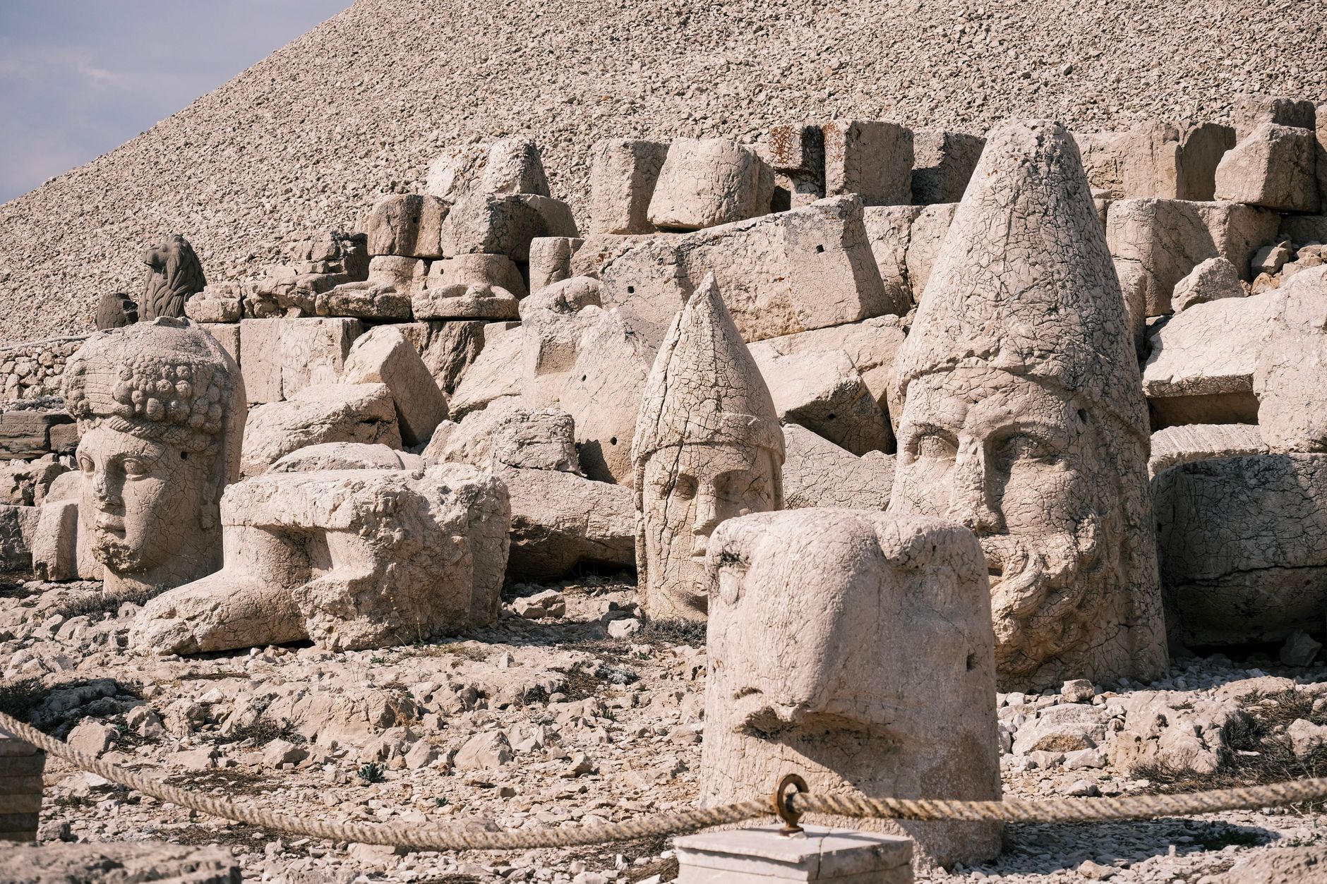 Majestic stone heads at the archaeological site of Mount Nemrut, capturing ancient history.