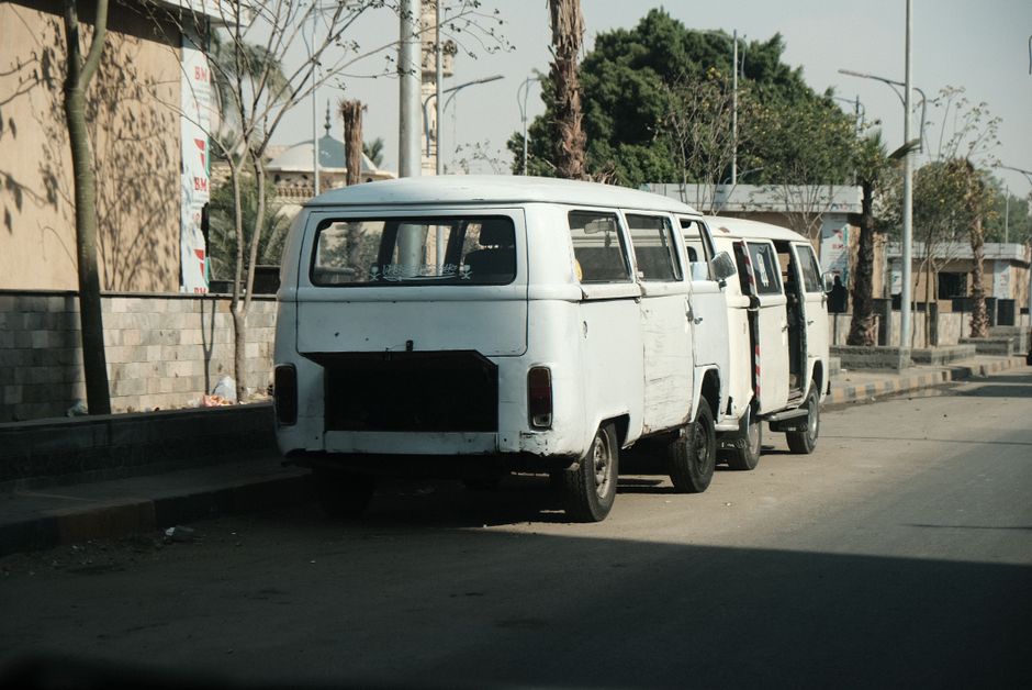 Official taxi waiting outside Cairo International Airport in Egypt