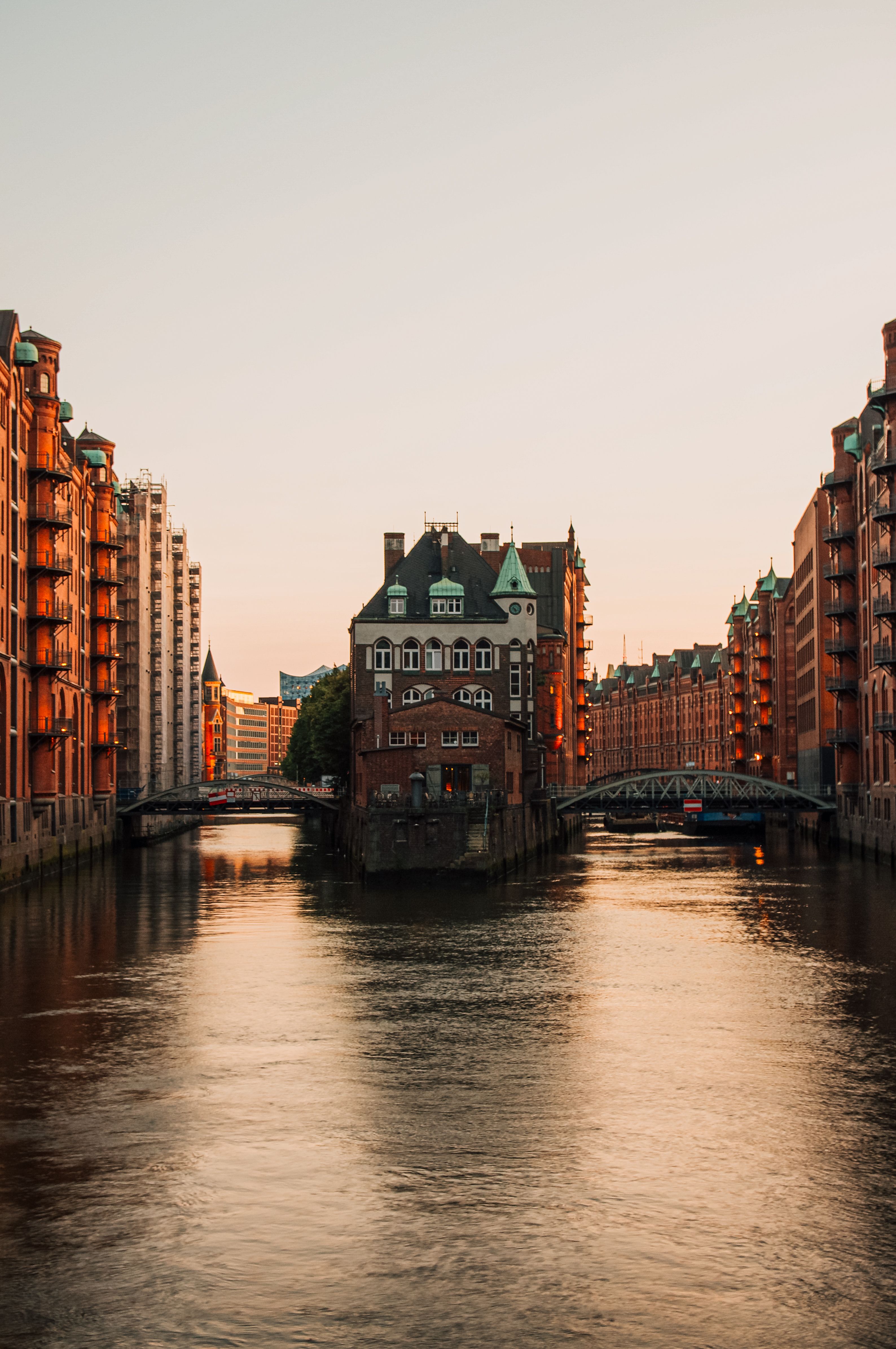 historic-warehouse-district-at-sunset-in-hamburg-free-stock-photo