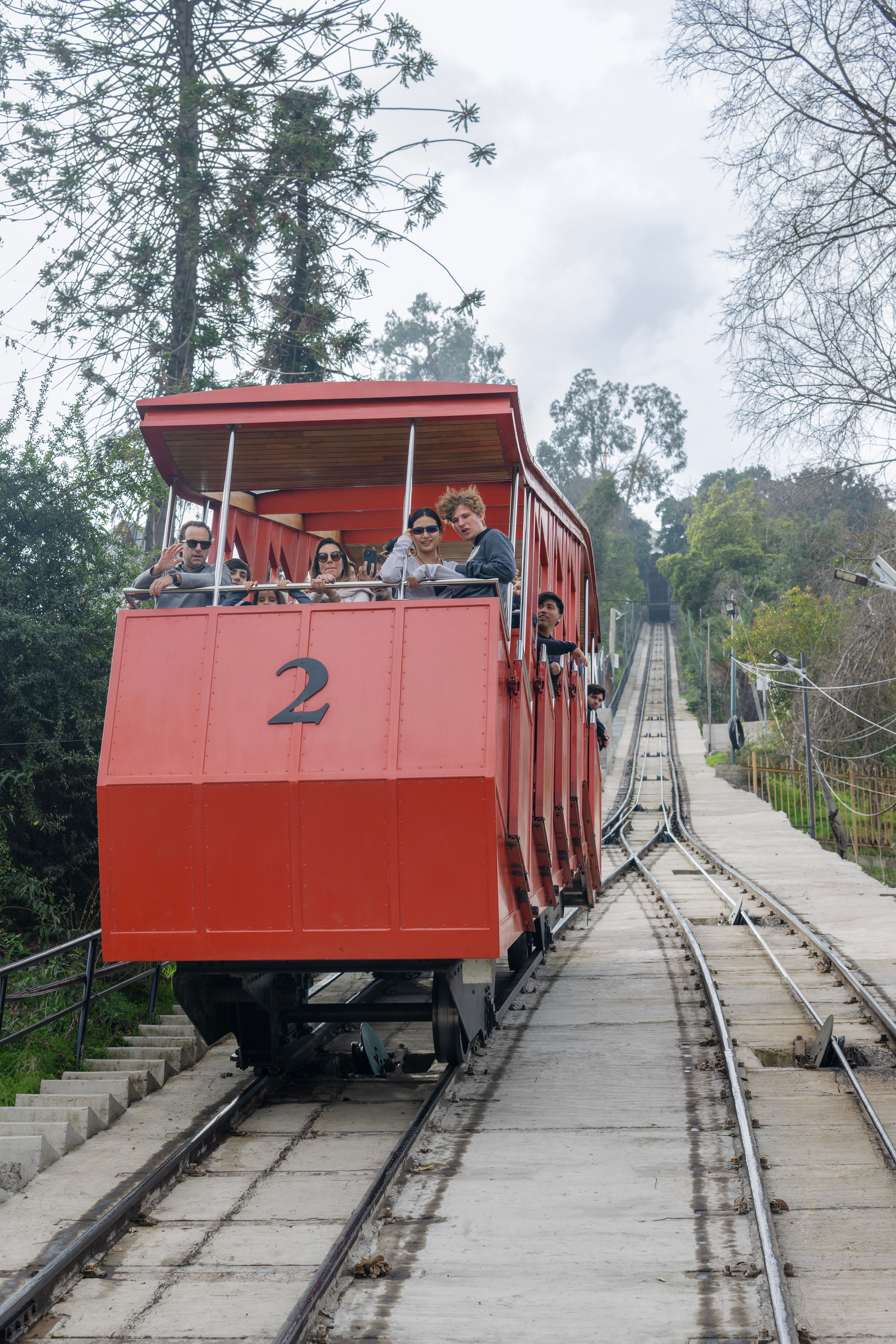 Red Funicular Railway in Santiago, Chile · Free Stock Photo