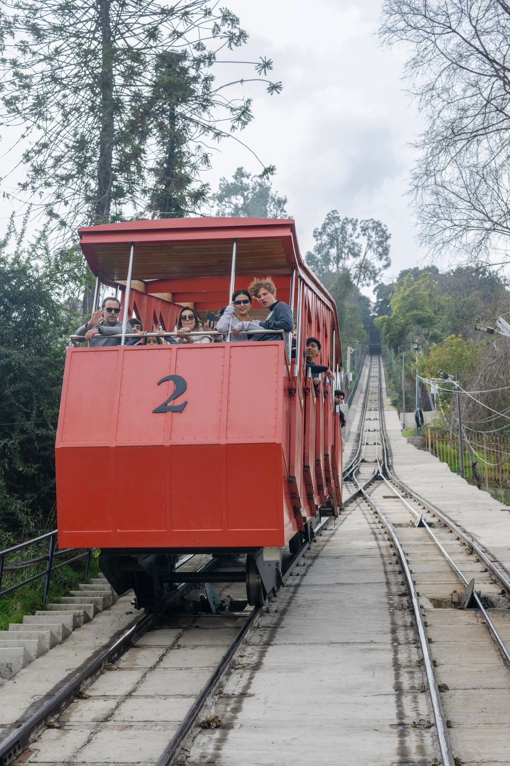 Red Funicular Train Red Funicular Railway in Santiago, Chile · Free Stock Photo