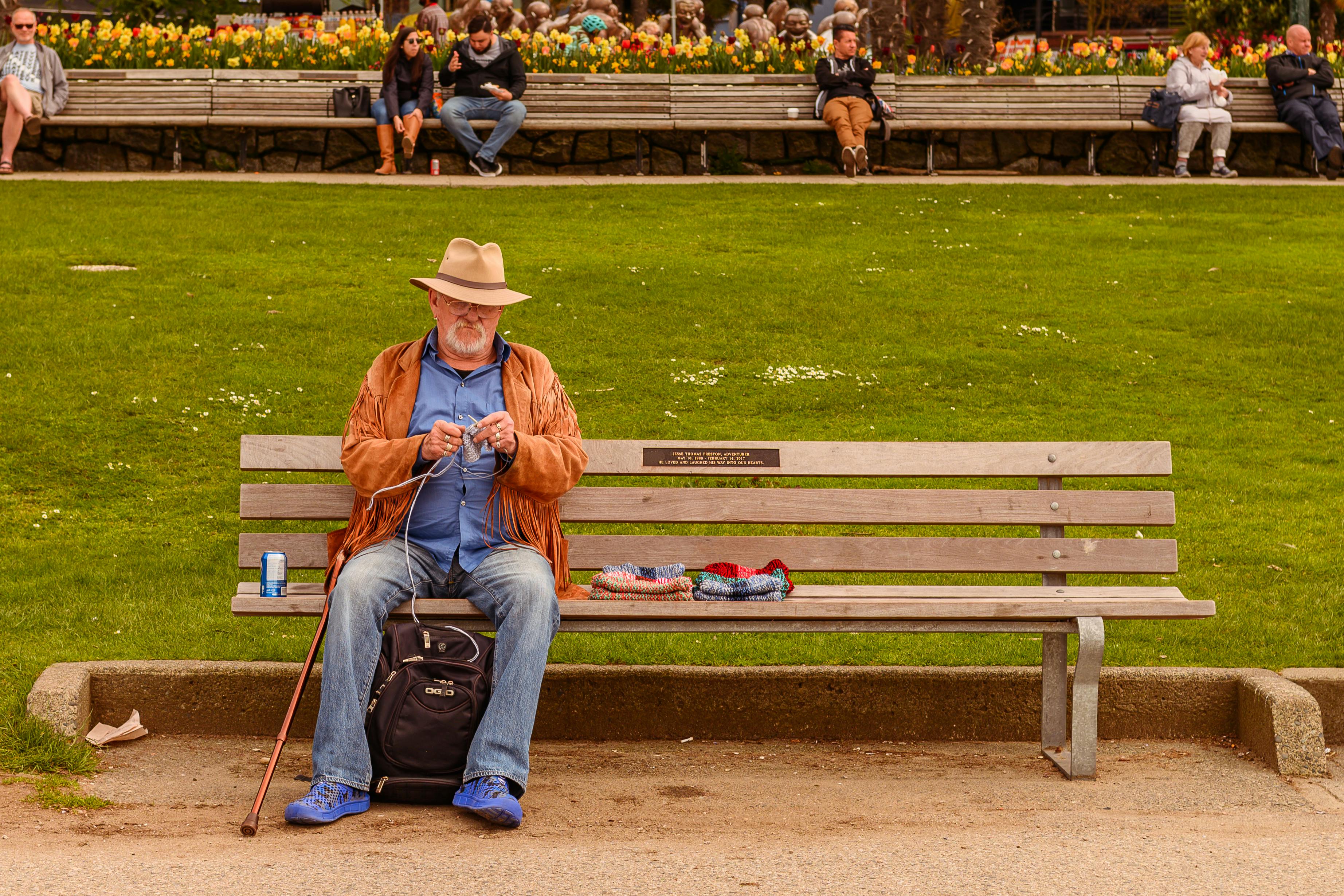 Free stock photo of bench, cowboy, everyday people