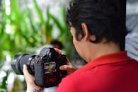 Photographer Capturing Nature with Professional Camera