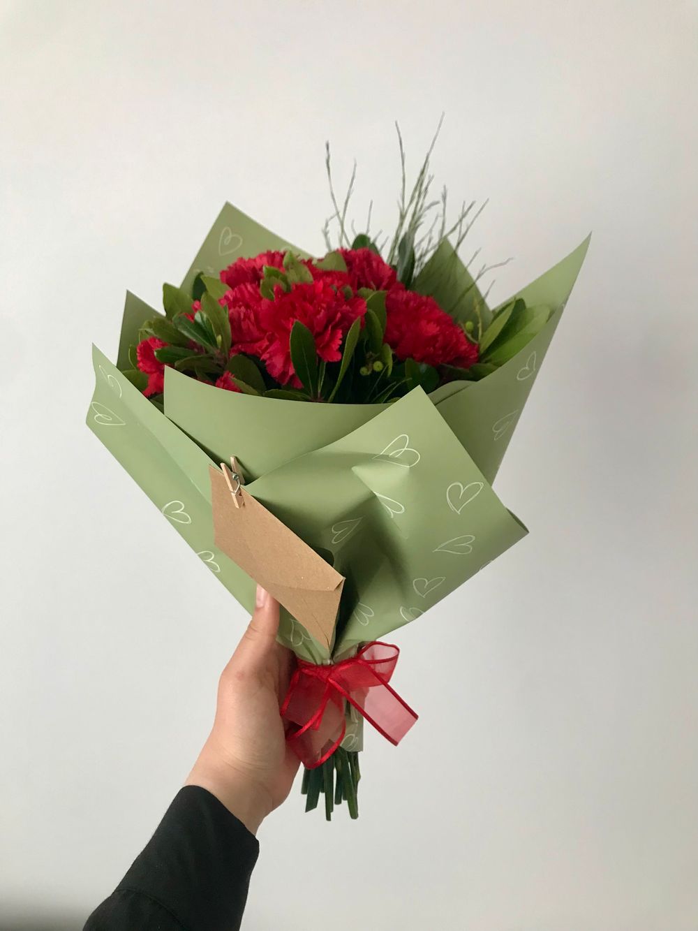 Wrapped flower bouquet gift