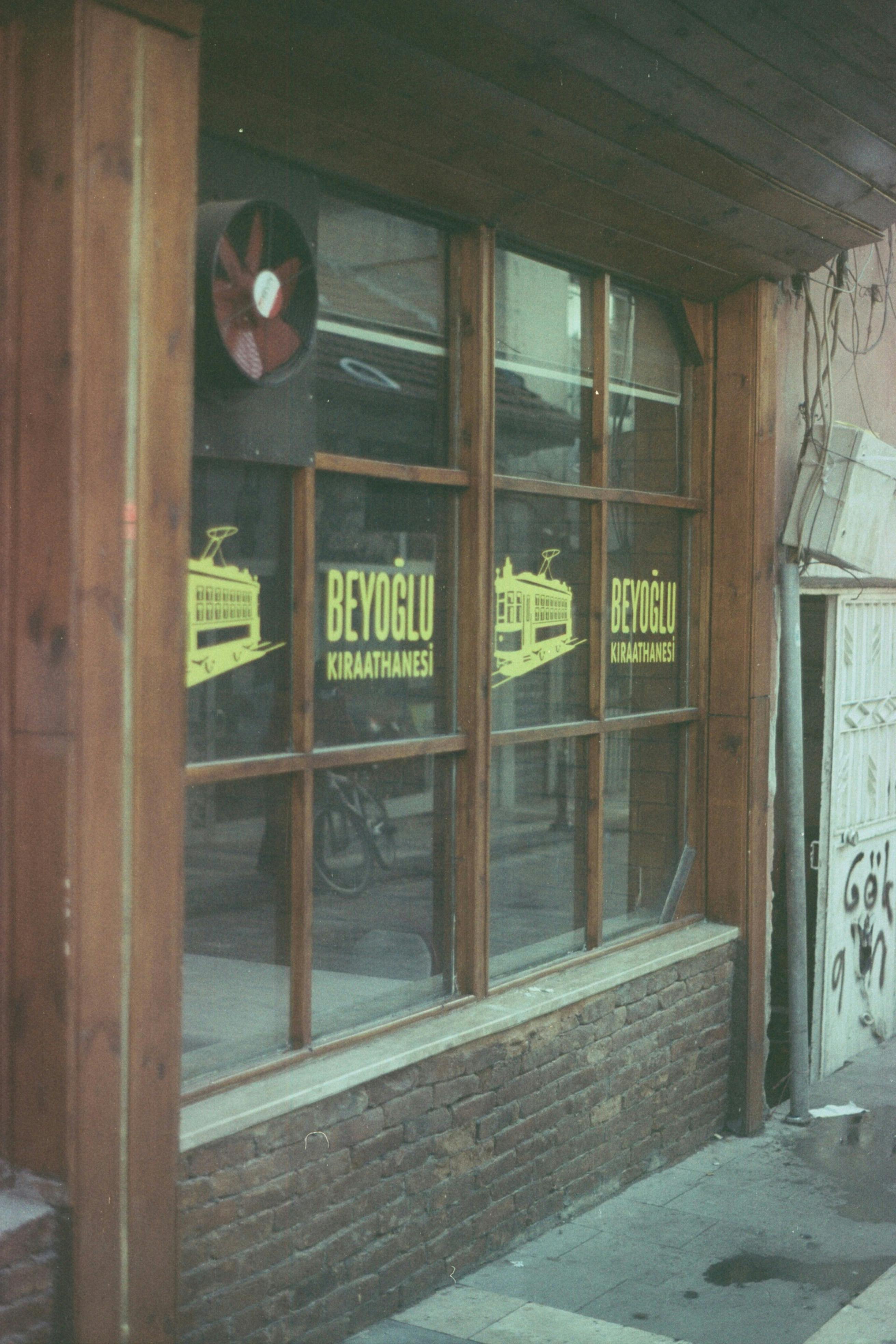 Analog capture of Beyoğlu Kıraathanesi storefront in Malatya, Türkiye.