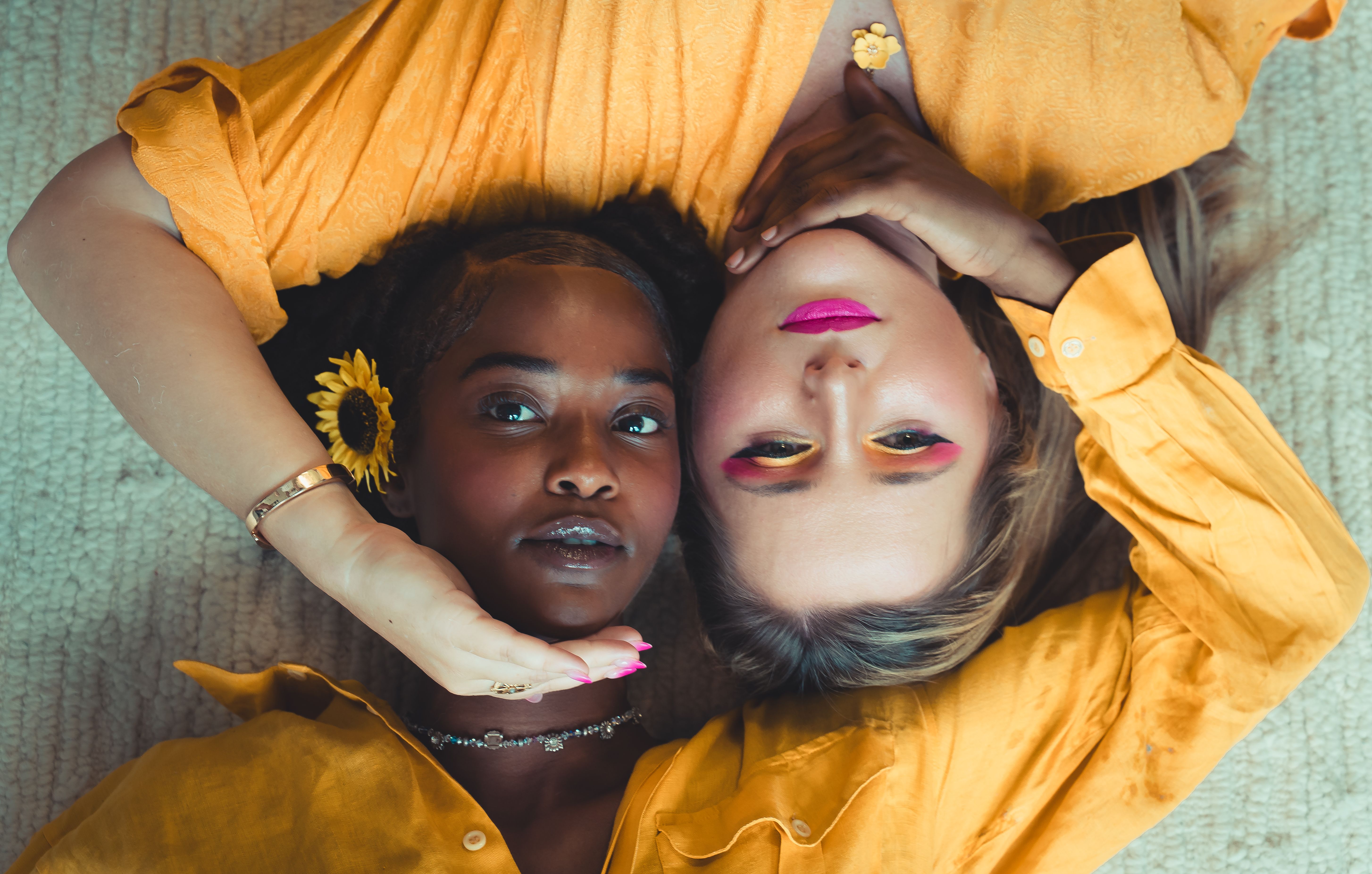 Stylish Portrait of Two Women in Yellow