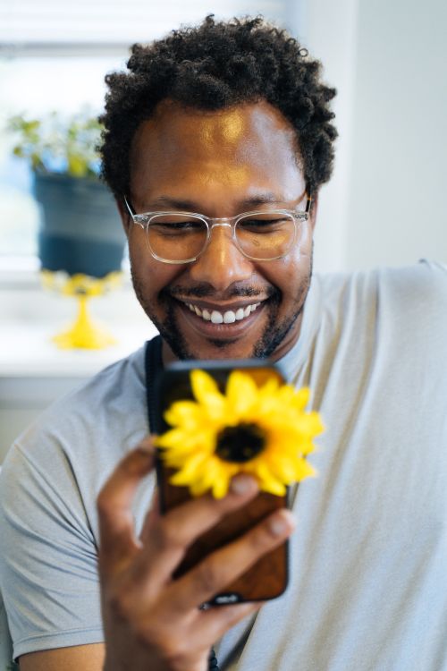 Free stock photo of big smile, cell phone, indoor Stock Photo