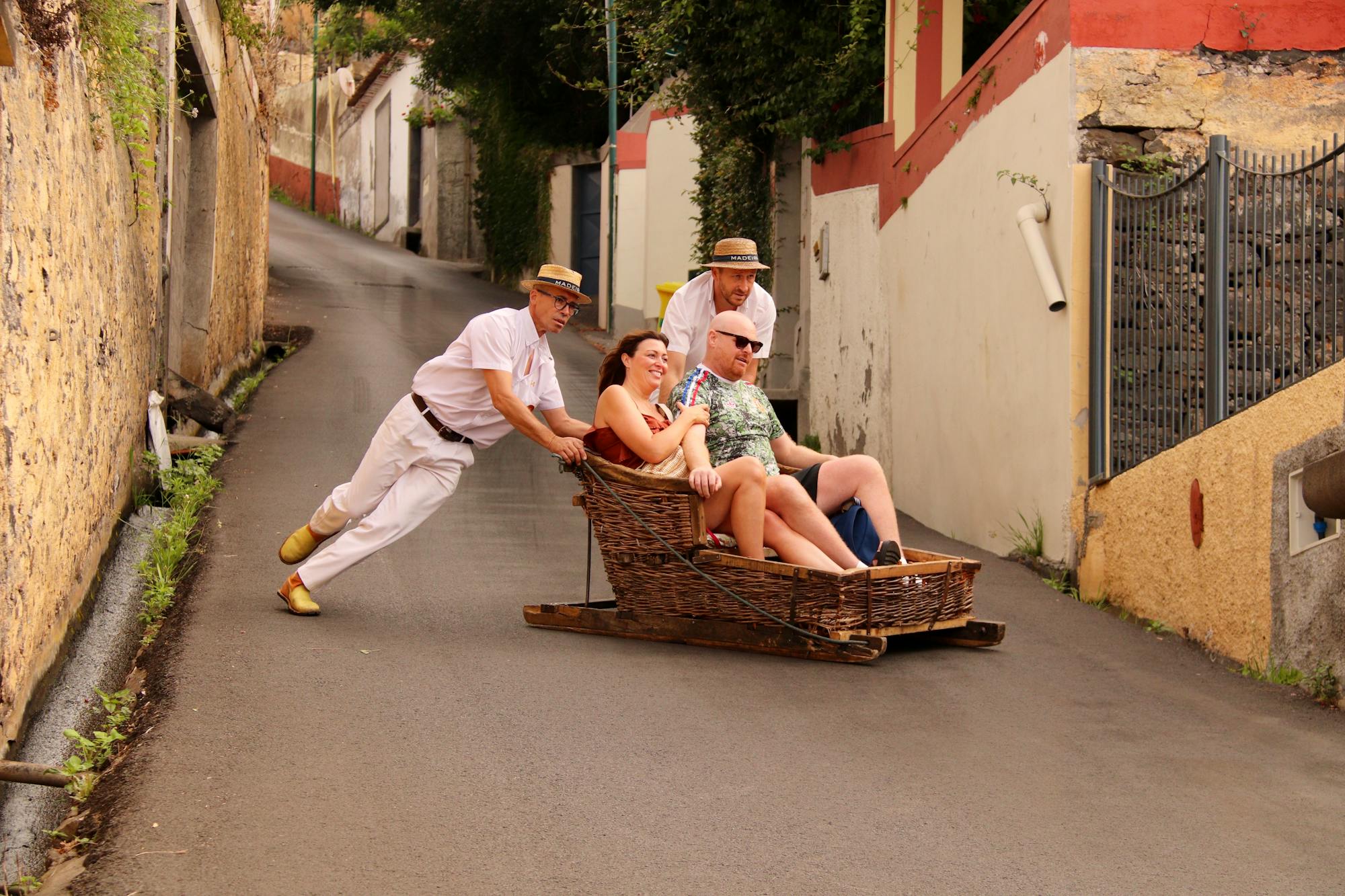 Traditional toboggan ride in Funchal