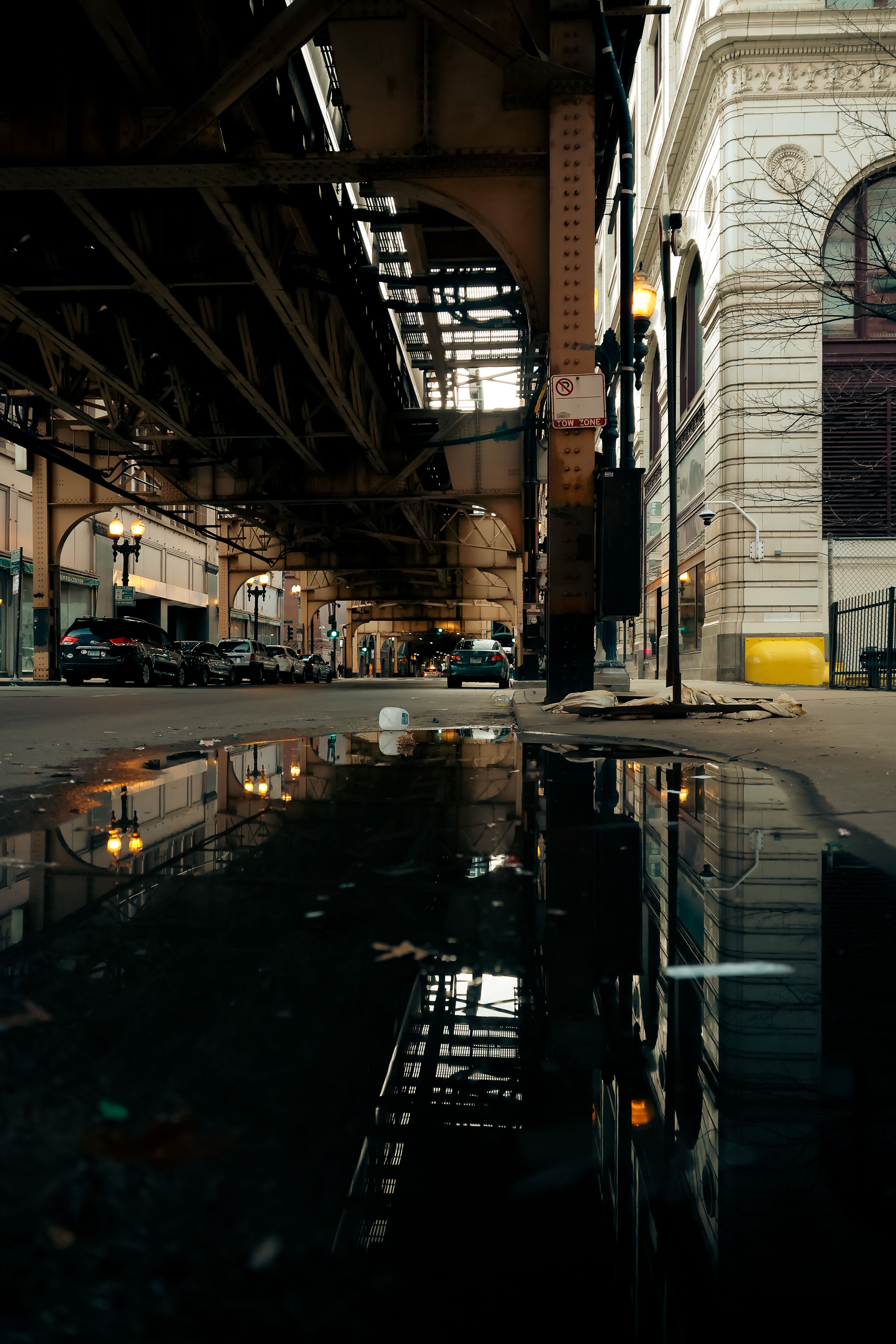 Urban Street Scene with Bridge Reflection · Free Stock Photo