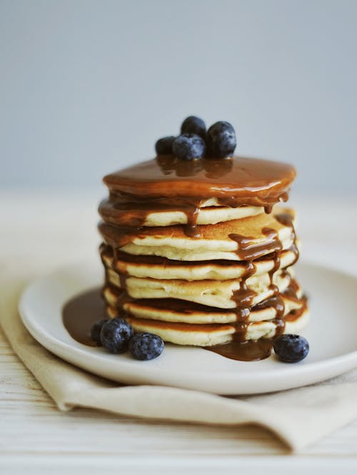 Free Shallow Focus Photography of Pancakes With Blueberries and Syrup Stock Photo