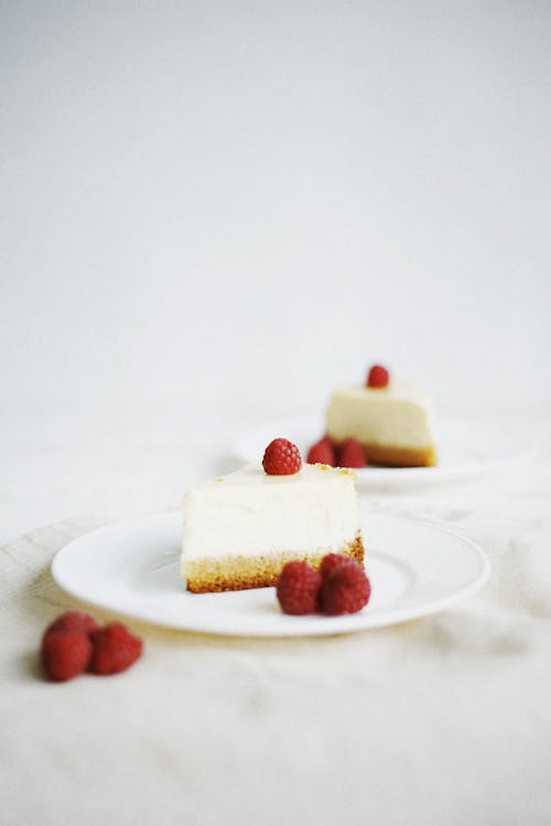 Free Slice of Cake With Raspberry Topping Stock Photo