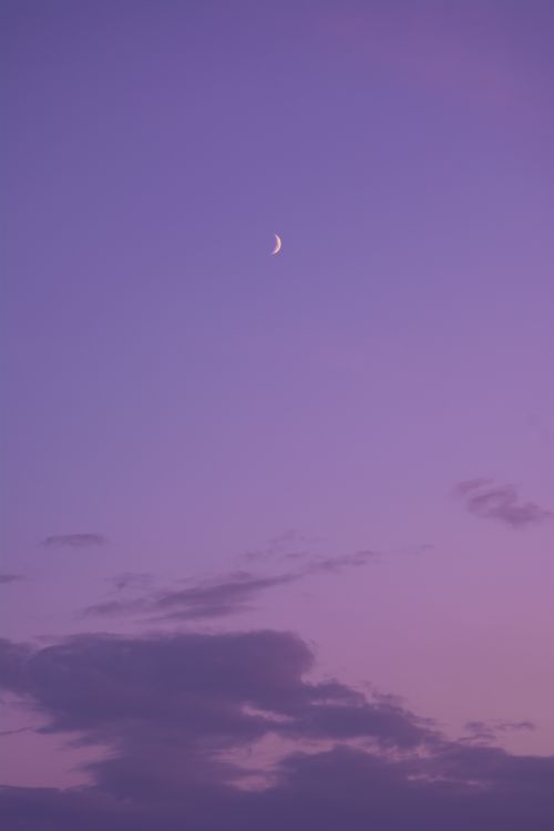 Free A calming twilight scene with a crescent moon and purple sky, perfect for peaceful evening themes. Stock Photo