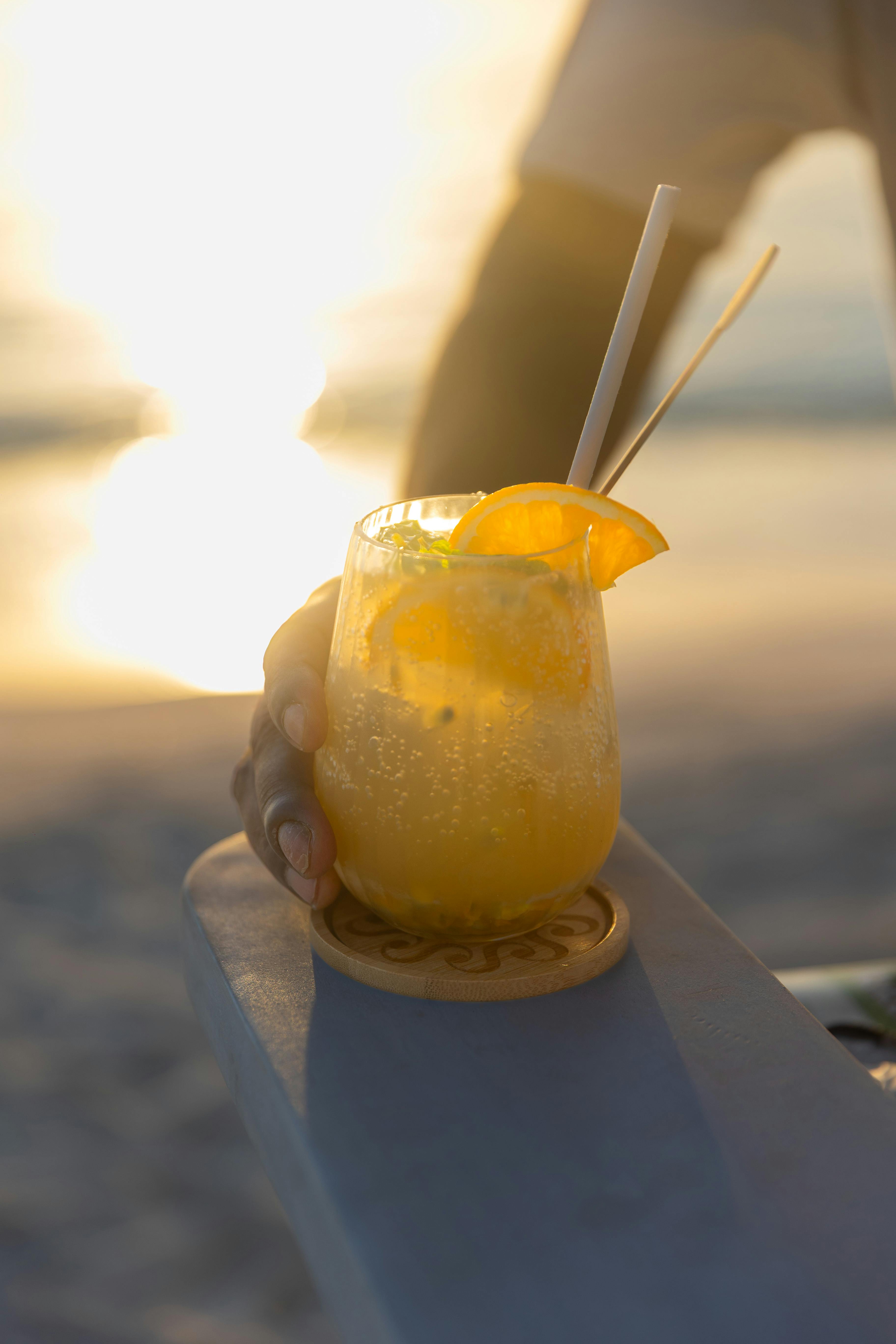 Tropical cocktail with local Bali ingredients served at a beachside bar in Seminyak
