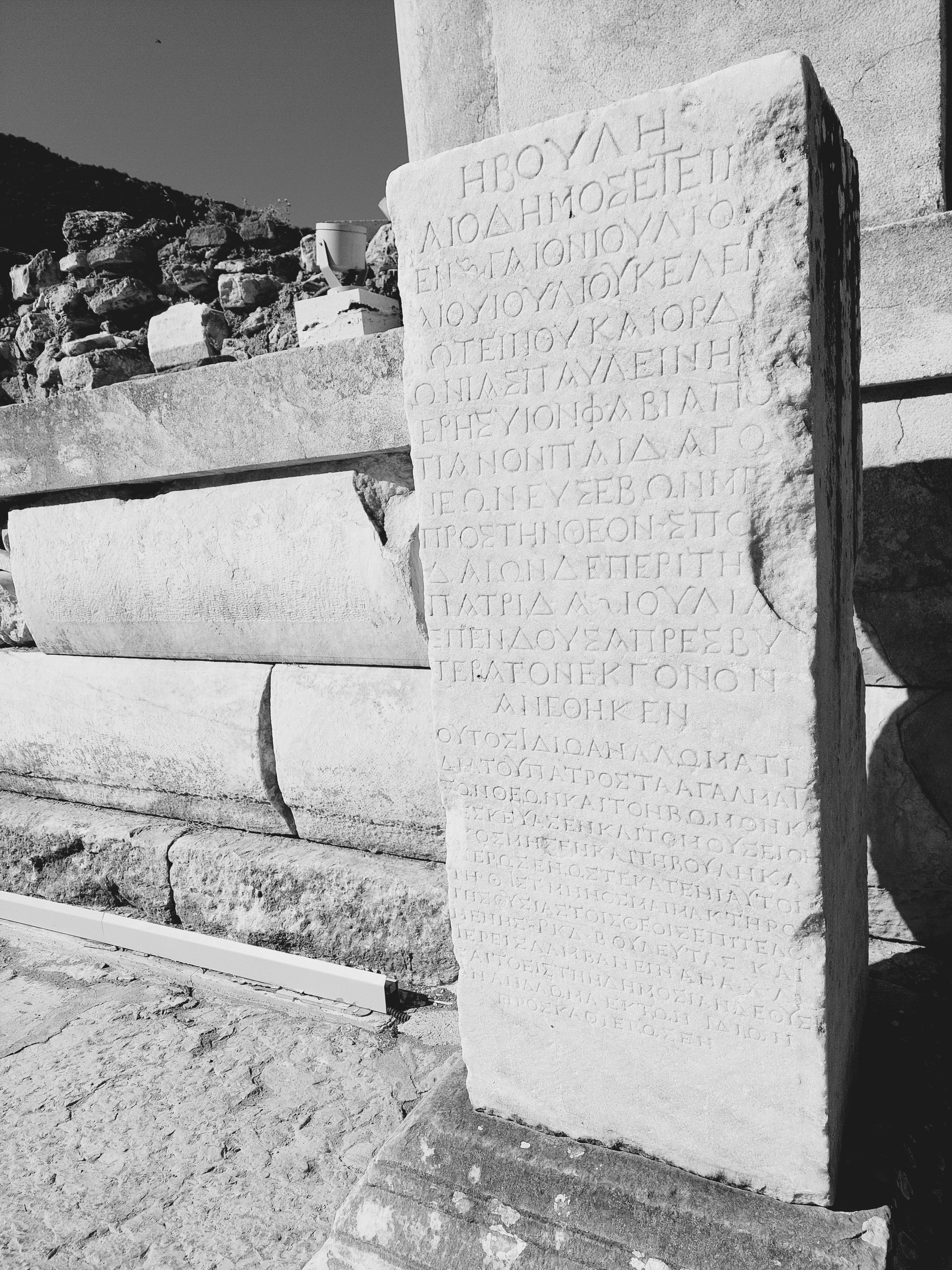 Ancient Greek Inscription at Ephesus Ruins · Free Stock Photo